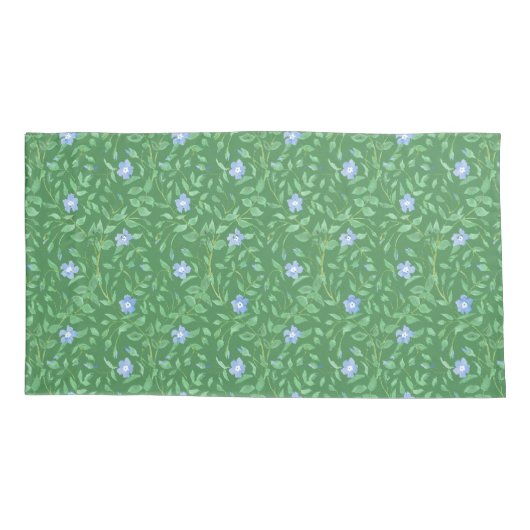  Periwinkle bloemmotief op donkergroen Kussensloop (Achterkant-Links)