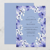 Periwinkle Bloom Romance Wedding Kaart (Voorkant / Achterkant)
