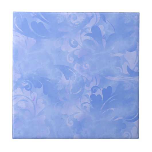 Periwinkle Blue Abstract Feather Pattern Tegeltje (Voorkant)