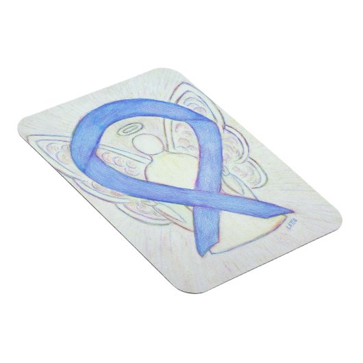 Periwinkle Blue Awareness Ribbon Angel Art Magnet Magneet (Rechterzijde)