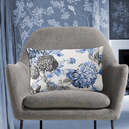 Periwinkle Blue Black & White Botanical Toile Kussen