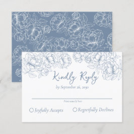 Periwinkle Blue Boho Romantische Bloemen Huwelijk RSVP Kaartje