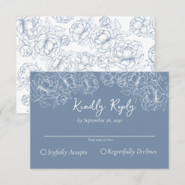 Periwinkle Blue Boho Romantische Bloemen Huwelijk RSVP Kaartje