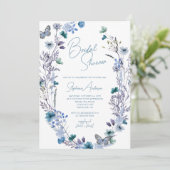 Periwinkle Blue Boho Wildflower Vrijgezellenfeest Kaart (Staand voorkant)