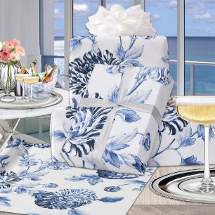 Periwinkle Blue Botanical Floral Toile Cadeaupapier