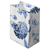 Periwinkle Blue  Botanical Floral Toile Medium Cadeauzakje (Voorkant Gekanteld)