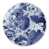 Periwinkle Blue  botanisch en bugs Floral Keramische Knop (Voorkant)