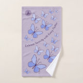 Periwinkle Blue Butterfly Flutter Lavendel Grijs Bad Handdoek (Handdoek)