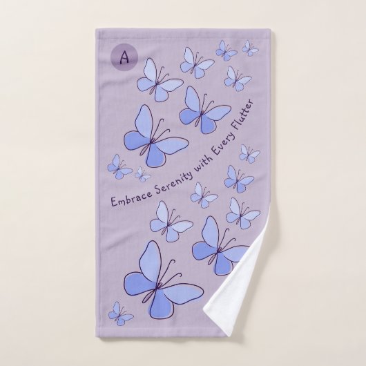 Periwinkle Blue Butterfly Flutter Lavendel Grijs Bad Handdoek (Handdoek)