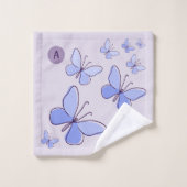 Periwinkle Blue Butterfly Flutter Lavendel Grijs Bad Handdoek (Wasdoekje)