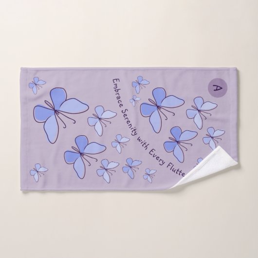 Periwinkle Blue Butterfly Flutter Lavendel Grijs Bad Handdoek (Handdoek)
