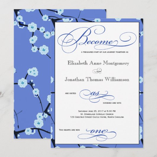 Periwinkle Blue Christelijk Wedding Invitation Kaart (Voorkant / Achterkant)