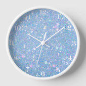 Periwinkle Blue Chunky Glitter Glam Clock (Voorkant)