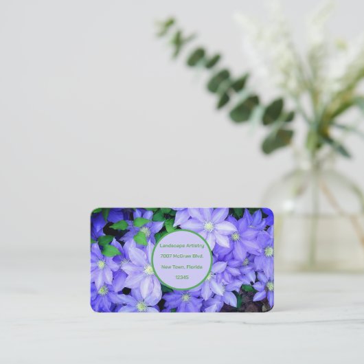 PERIWINKLE BLUE CLEMATIS VISITEKAARTJE (Staand voorkant)