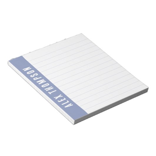 Periwinkle Blue Custom Name Lined Notitieblok (Schuin)