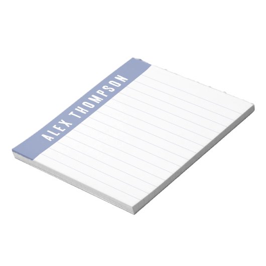 Periwinkle Blue Custom Name Lined Notitieblok (Linkerzijde)