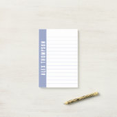 Periwinkle Blue Custom Name Lined Post-it® Notes (Op bureau)