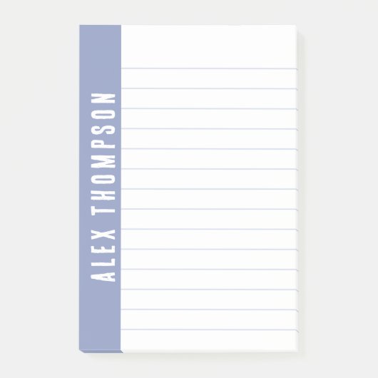 Periwinkle Blue Custom Name Lined Post-it® Notes (Voorkant)