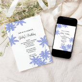 Periwinkle Blue Daisies Birthday Party Kaart