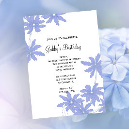 Periwinkle Blue Daisies Birthday Party Kaart
