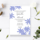 Periwinkle Blue Daisies Engagement Party Kaart
