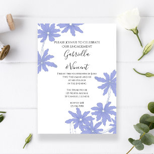 Periwinkle Blue Daisies Engagement Party Kaart