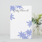 Periwinkle Blue Daisies op White Wedding Briefpapier (Staand voorkant)