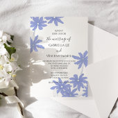 Periwinkle Blue Daisies op White Wedding Kaart