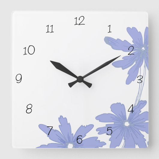 Periwinkle Blue Daisies Square Clock Vierkante Klok (Voorkant)
