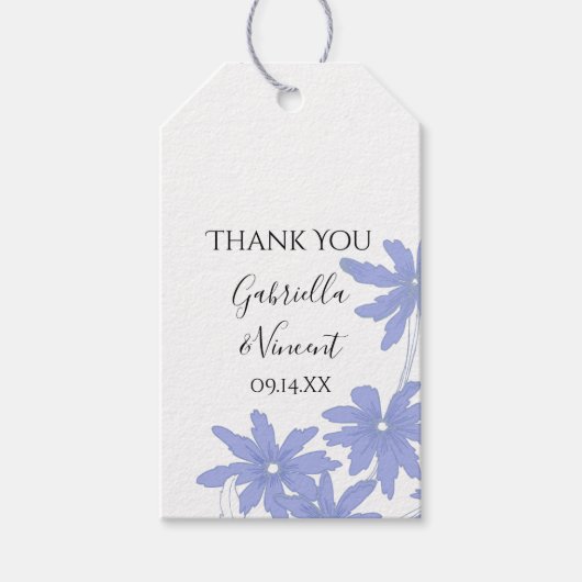 Periwinkle Blue Daisies Wedding Favor Labels Cadeaulabel (Voorkant)