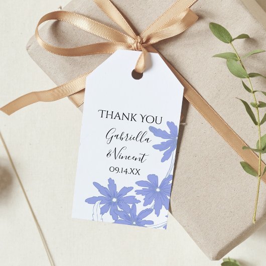 Periwinkle Blue Daisies Wedding Favor Labels Cadeaulabel