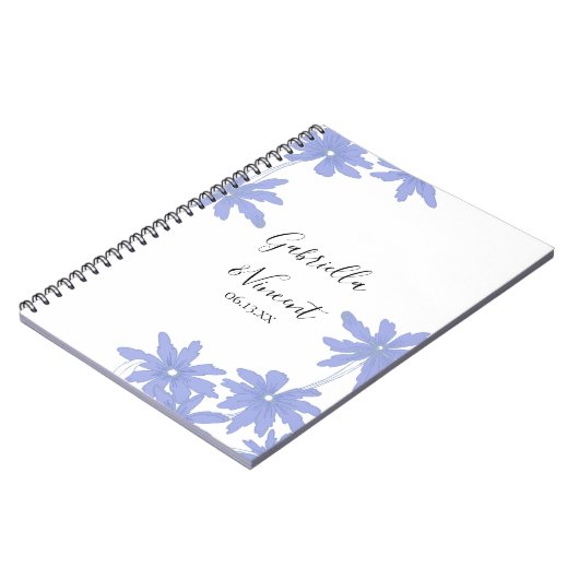 Periwinkle Blue Daisies Wedding Guest Book Notitieboek (Linkerzijde)
