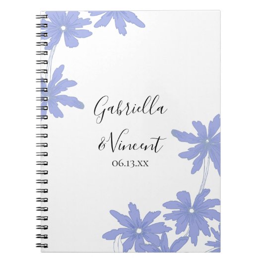 Periwinkle Blue Daisies Wedding Guest Book Notitieboek (Voorkant)