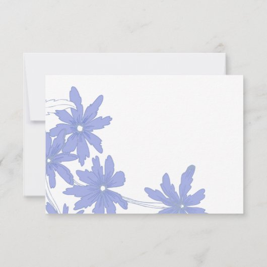 Periwinkle Blue Daisies Wedding RSVP Response Kaar (Achterkant)