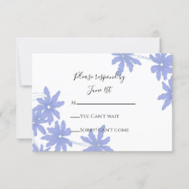 Periwinkle Blue Daisies Wedding RSVP Response Kaar Kaartje