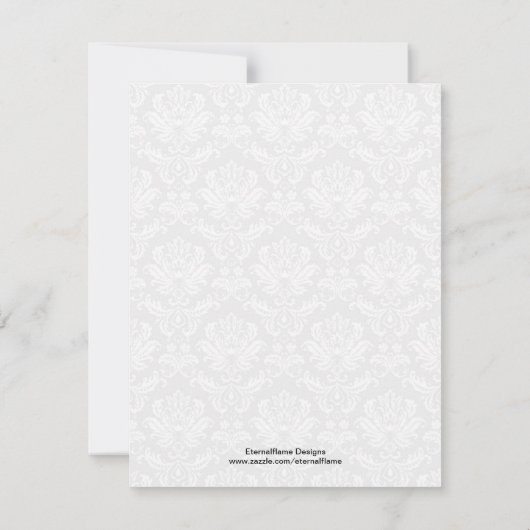 Periwinkle Blue Damask Monogram Rehearsal Dinner Kaart (Achterkant)