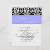 Periwinkle Blue Damask Monogram Rehearsal Dinner Kaart (Voorkant / Achterkant)