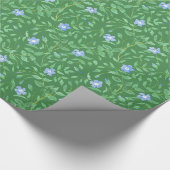 Periwinkle Blue Dark Green Country-achtige Floral Cadeaupapier (Hoek)