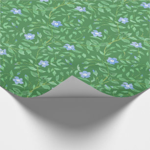 Periwinkle Blue Dark Green Country-achtige Floral Cadeaupapier