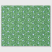 Periwinkle Blue Dark Green Country-achtige Floral Cadeaupapier (Vlak)