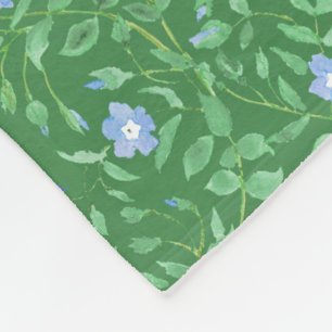 Periwinkle Blue Dark Green Country-achtige Floral Fleece Deken