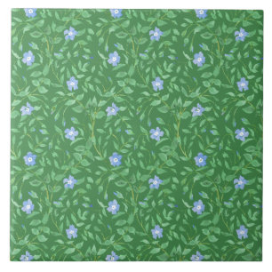 Periwinkle Blue Dark Green Country-achtige Floral Tegeltje