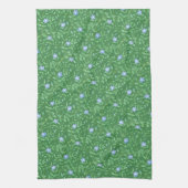 Periwinkle Blue Dark Green Country-achtige Floral Theedoek (Verticaal)
