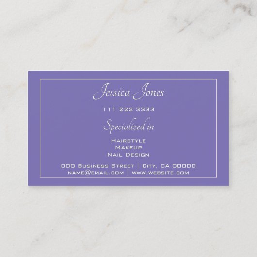 Periwinkle Blue Elegant Gold Lijst Custom Services Visitekaartje (Achterkant)