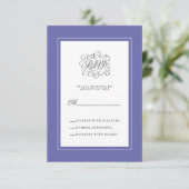 Periwinkle Blue Elegant Wedding Chic Enclosure RSVP Kaartje (Staand voorkant)