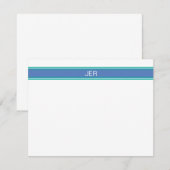 Periwinkle Blue en Blauwgroen monogrammen Naam Ini Notitiekaartje (Voorkant / Achterkant)