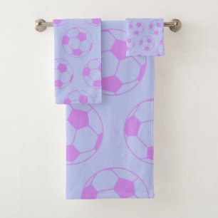 Periwinkle Blue en Paarse Voetbal Bad Handdoek