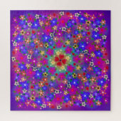 Periwinkle Blue en Violet Boho Painted Flowers Legpuzzel (Verticaal)