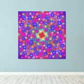 Periwinkle Blue en Violet Flowers Boho Style Canvas Afdruk (Insitu (Houten vloer))