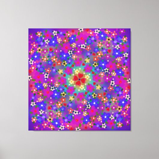 Periwinkle Blue en Violet Flowers Boho Style Canvas Afdruk (Voorkant)
